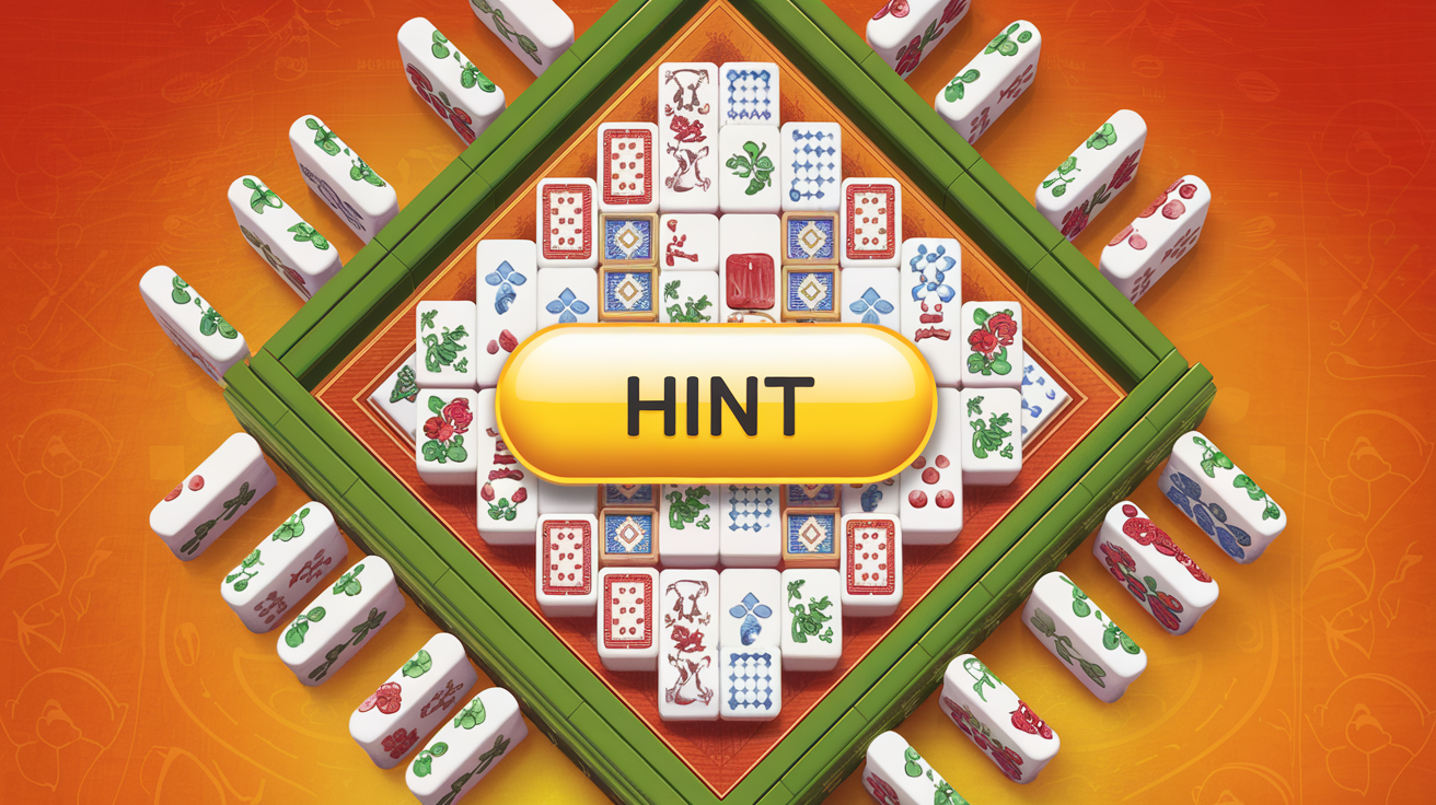 A player hovering over the hint button in an online mahjong solitaire game, representing the decision between seeking help and developing independent skill