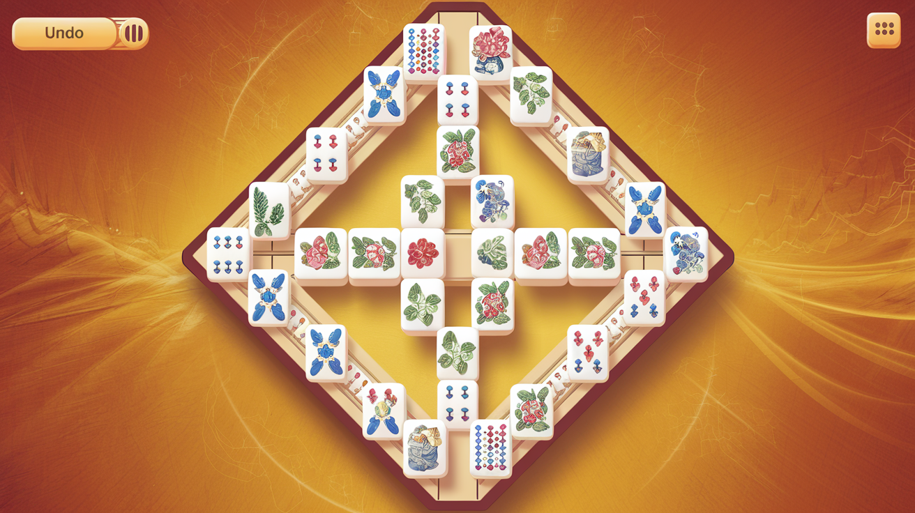 Mahjong solitaire board showing paired tiles with undo functionality