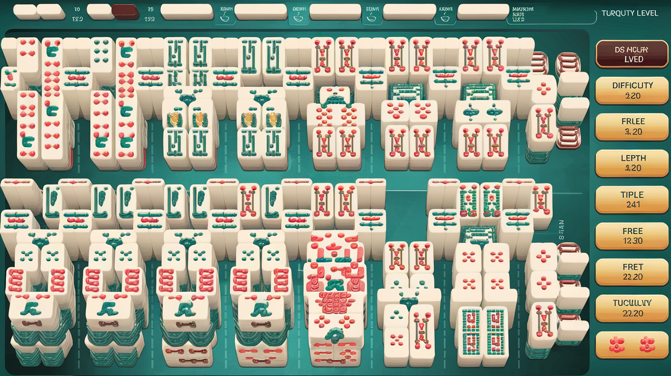 Mahjong solitaire layout difficulty comparison chart showing stack depth and free tile analysis