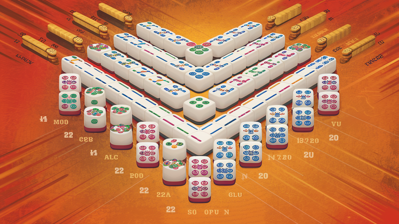 Mahjong solitaire layout difficulty comparison chart showing free tiles at start and maximum stack depth across 15 benchmark layouts